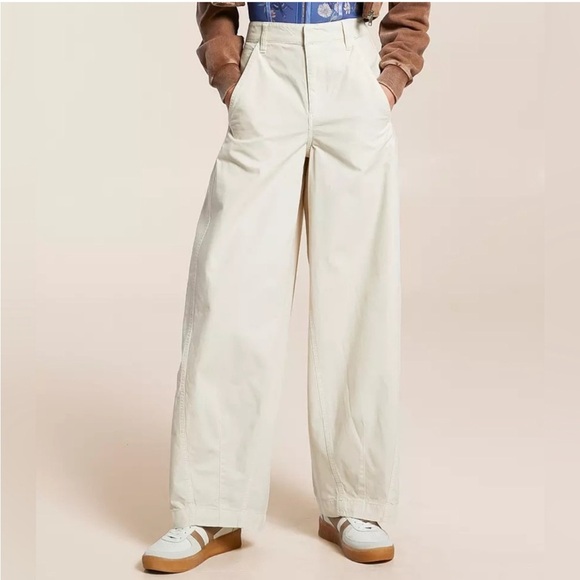 We The Free By Free People Rylee Wide Leg Chino Cotton Barrel Trousers - Picture 6 of 8